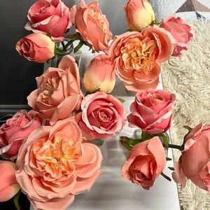 et of 5 Faux Rose Bud Vases | Wedding Decor | Glass Bottles w/ Resin Water Look